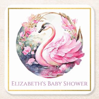 Whimsical Swan Paper Coaster