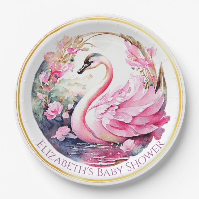 Whimsical Swan Paper Plates (Front)