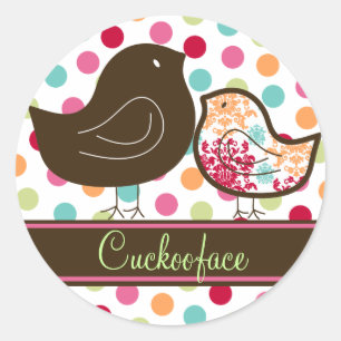 Whimsical Sweet Candy Damask Chicks Party Sticker