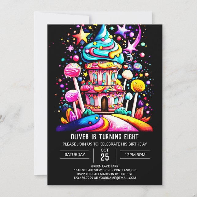 Whimsical Sweet Celebration Birthday Invitation (Front)