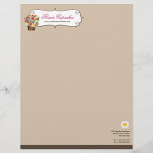 Whimsical Sweet Cupcake Spring Flowers Floral Chic Customised Letterhead