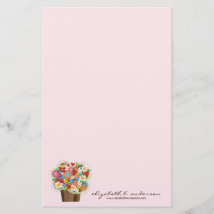 Whimsical Sweet Cupcake Spring Flowers Floral Chic Stationery