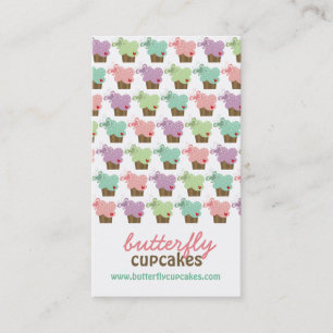 Whimsical Sweet Cupcakes Butterflies Bakery Pastel Business Card