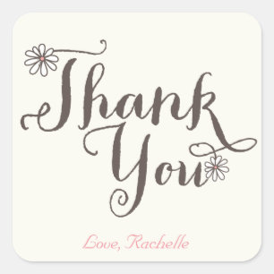Whimsical Sweet Daisies Girl Birthday Thank You Square Sticker