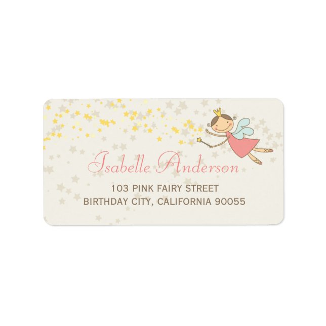 Whimsical Sweet Fairy Princess Birthday Address Label (Front)