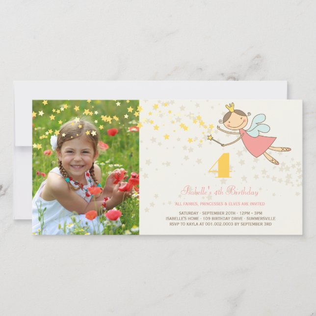 Whimsical Sweet Fairy Princess Girl Birthday Party (Front)