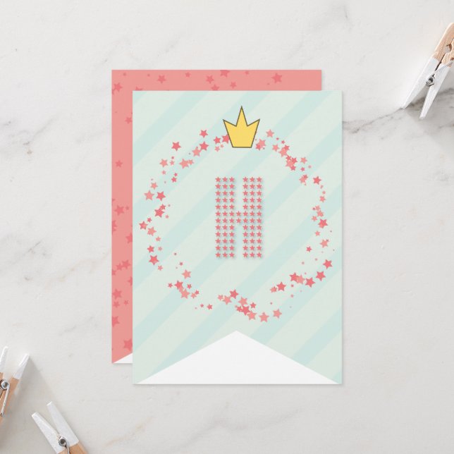 Whimsical Sweet Fairy Princess Girl Birthday Party Card (Front/Back In Situ)