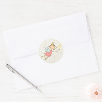 Whimsical Sweet Fairy Princess Girl Birthday Party Classic Round Sticker