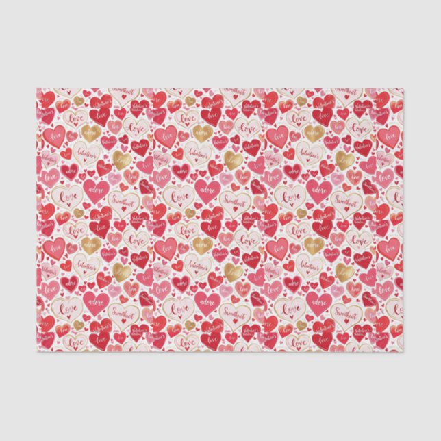 Whimsical & Sweet Heart Themed  Tissue Paper (Front)