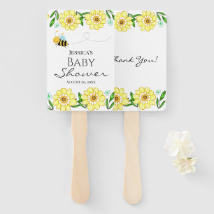 Whimsical Sweet Honey Bee Baby Shower Hand Fan
