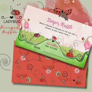 Whimsical Sweet Little Lady Ladybug Diaper Raffle Enclosure Card