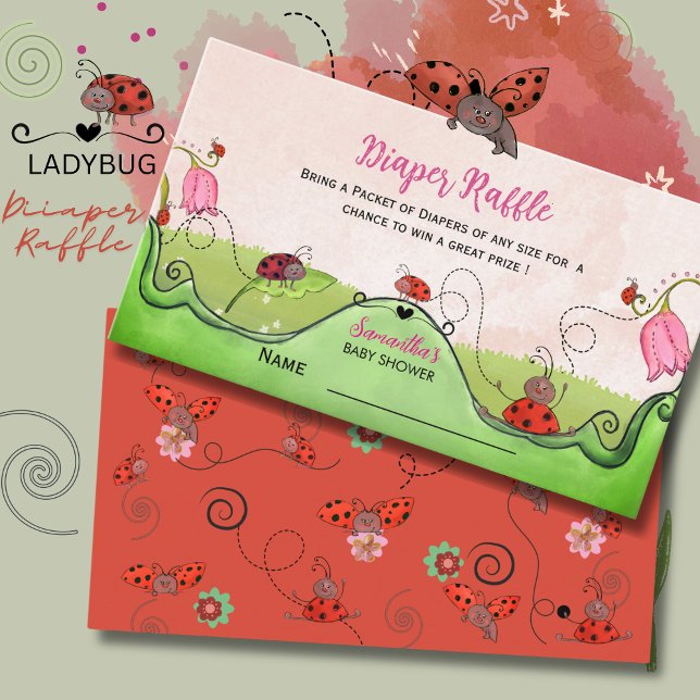 Whimsical Sweet Little Lady Ladybug Diaper Raffle  Enclosure Card (Whimsical Sweet Little Lady Ladybug Diaper Raffle Enclosure Card)