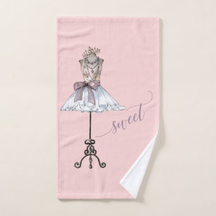 Whimsical "Sweet" Mannequin With Tutu Bath Towel Set