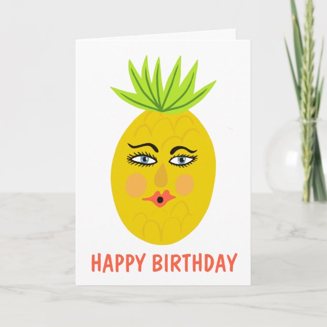 Whimsical Sweet Pineapple Custom Card (Front)