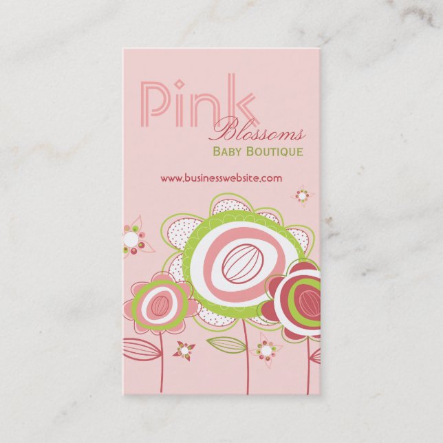 Whimsical Sweet Pink Blossoms Flower Profile Card (Front)