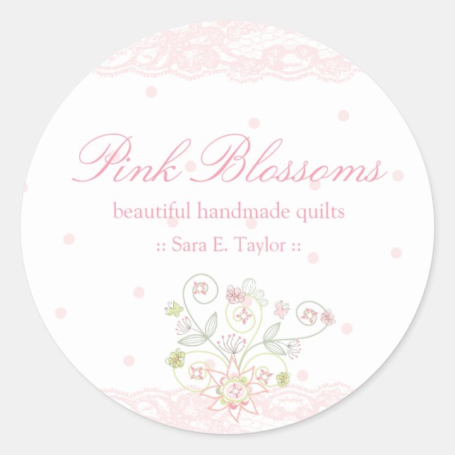 Whimsical Sweet Pink Floral Blossoms Sticker (Front)