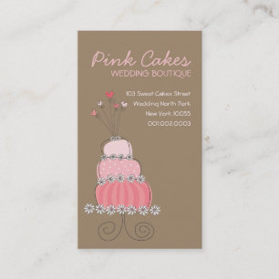 Whimsical Sweet Pink Wedding Birthday Fun Cake Business Card