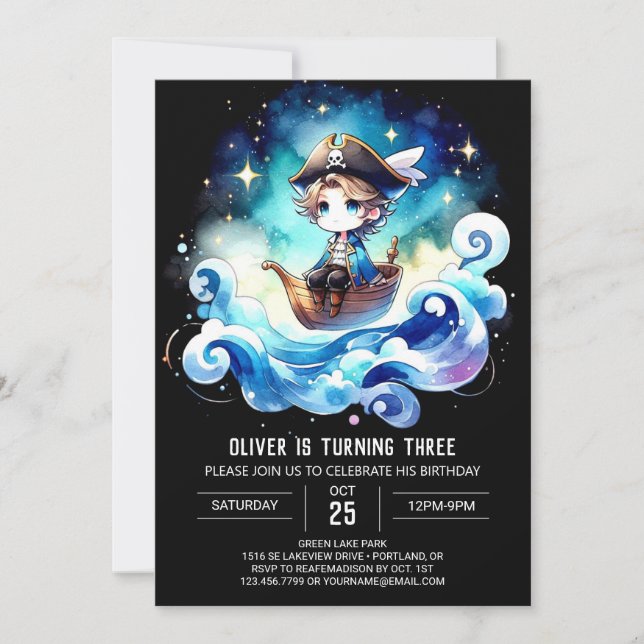 Whimsical Sweet Pirate Birthday Invitation (Front)