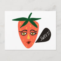 Whimsical Sweet Strawberry Postcard