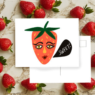 Whimsical Sweet Strawberry Postcard