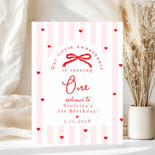 Whimsical Sweetheart 1st Birthday Welcome Poster