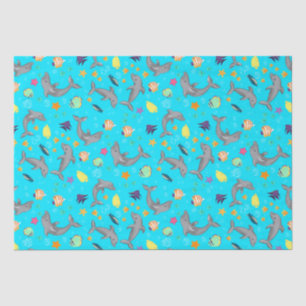 Whimsical Swimming Dolphins and Colourful Fish Tissue Paper