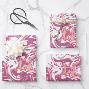 Whimsical Swirls of Pink and Peach Wrapping Paper Sheet