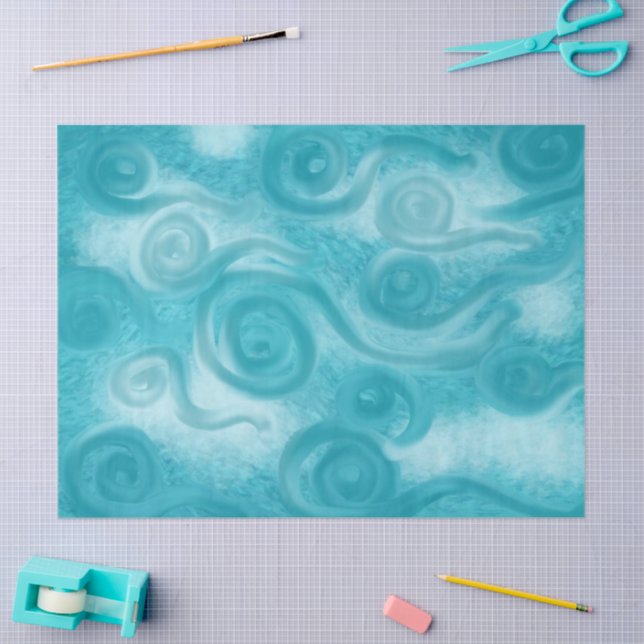 Whimsical Swirly Sky Blue Pattern Decoupage Tissue Paper (Craft)