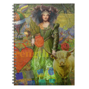 Whimsical Taurus Woman Celestial Collage Fantasy Notebook
