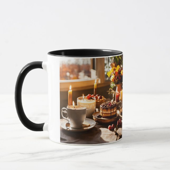 Whimsical Tea Delight Cup: A Symphony of Cake, Cof Mug (Left)