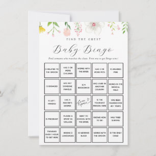 Whimsical Tea Find the Guest Baby Bingo Game Card