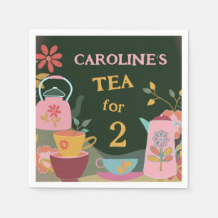 Whimsical Tea for Two 2nd Birthday Napkin