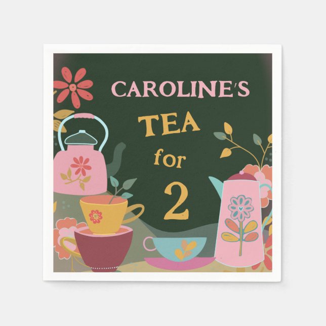 Whimsical Tea for Two 2nd Birthday Napkin (Front)