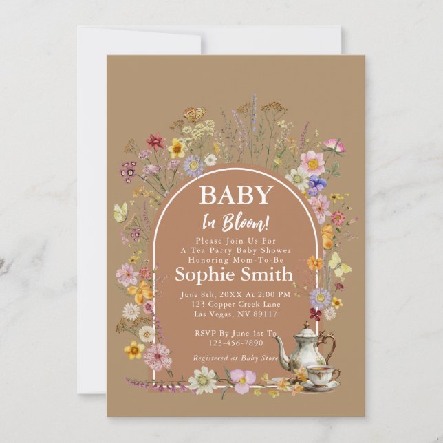 Whimsical Tea Garden Baby In Bloom Baby Shower Invitation (Front)