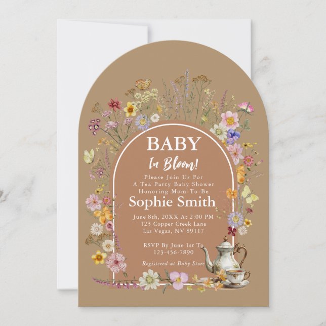 Whimsical Tea Garden Baby In Bloom Baby Shower Invitation (Front)