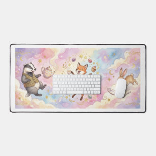 Whimsical Tea Party Animals – Cute Fox, Bunny & Ba Desk Mat