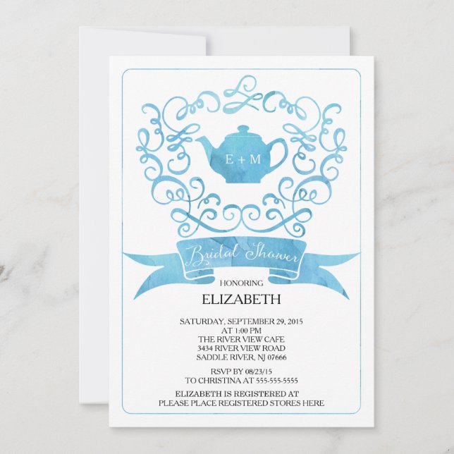 Whimsical Tea Party Bridal Shower Invitation (Front)