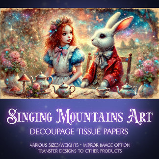 Whimsical Tea Party Fantasy Garden Decoupage Tissue Paper