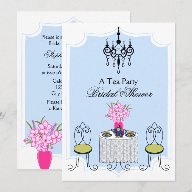 Whimsical Tea Party Invitation (Front/Back)