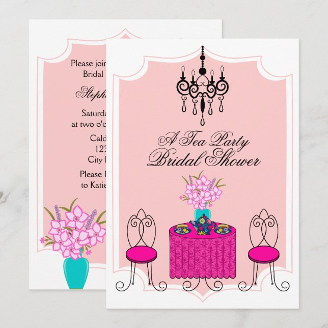 Whimsical Tea Party Invitation (Front/Back)