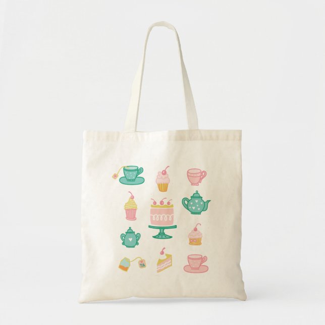 Whimsical Tea Set Tote Bag (Front)
