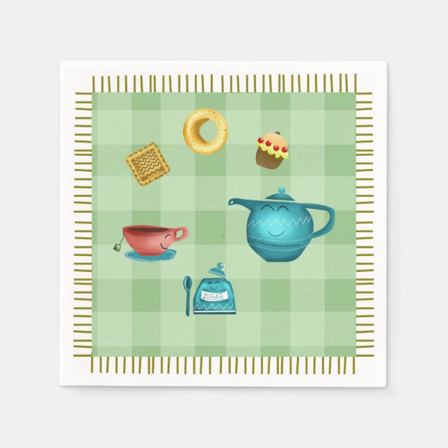 Whimsical tea time collection napkin (Front)