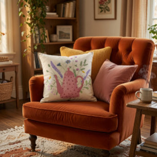 Whimsical Tea Time Doodle Throw Pillow