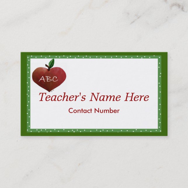 Whimsical Teacher's business card (Front)