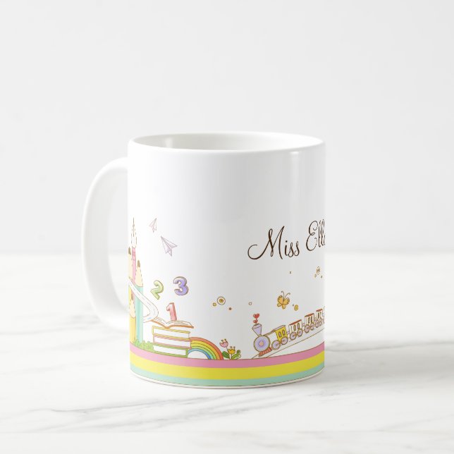 Whimsical Teacher's Scene Personalised Coffee Mug (Front Left)