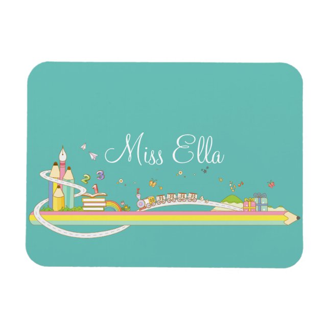 Whimsical Teacher's Scene Personalised Magnet (Horizontal)