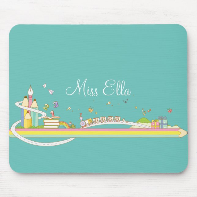 Whimsical Teacher's Scene Personalised Mouse Mat (Front)