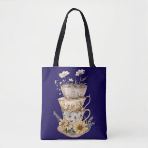Whimsical Teacup and Daisies Tote Bag