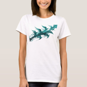 Whimsical Teal Abstract Birds Original Design T-Shirt