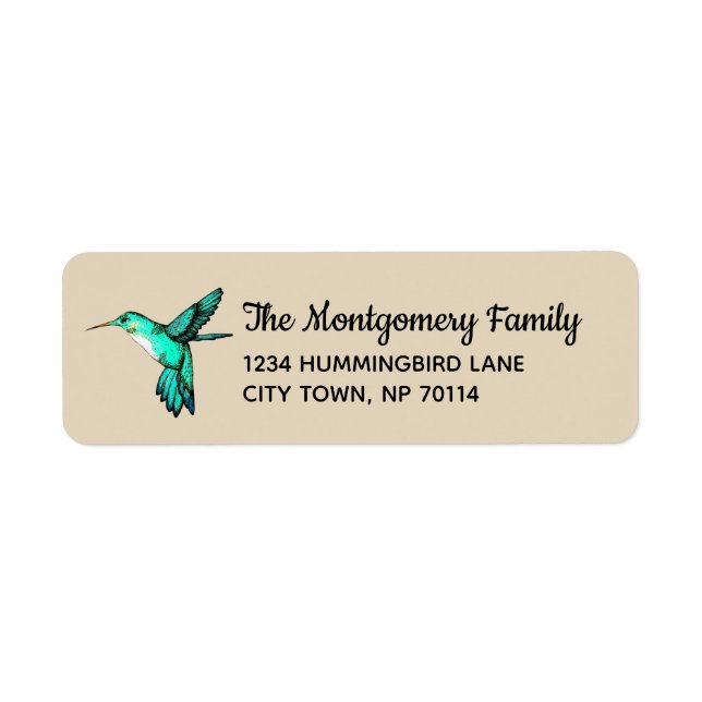 Whimsical Teal Hummingbird Family (Front)